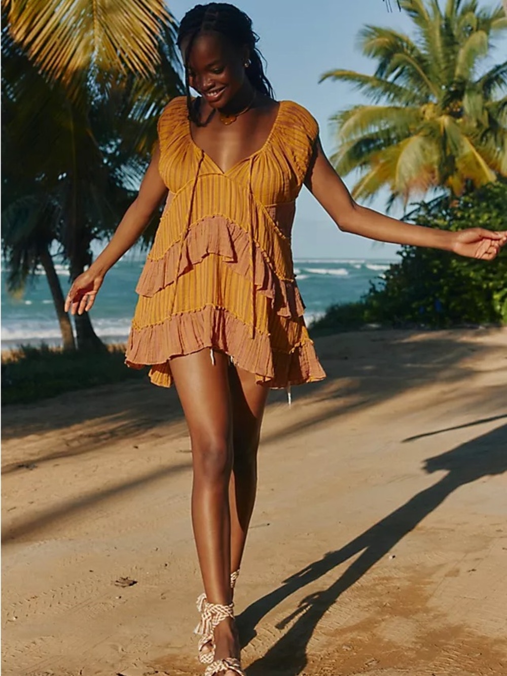 FREE PEOPLE Ruffled Cotton Tunic